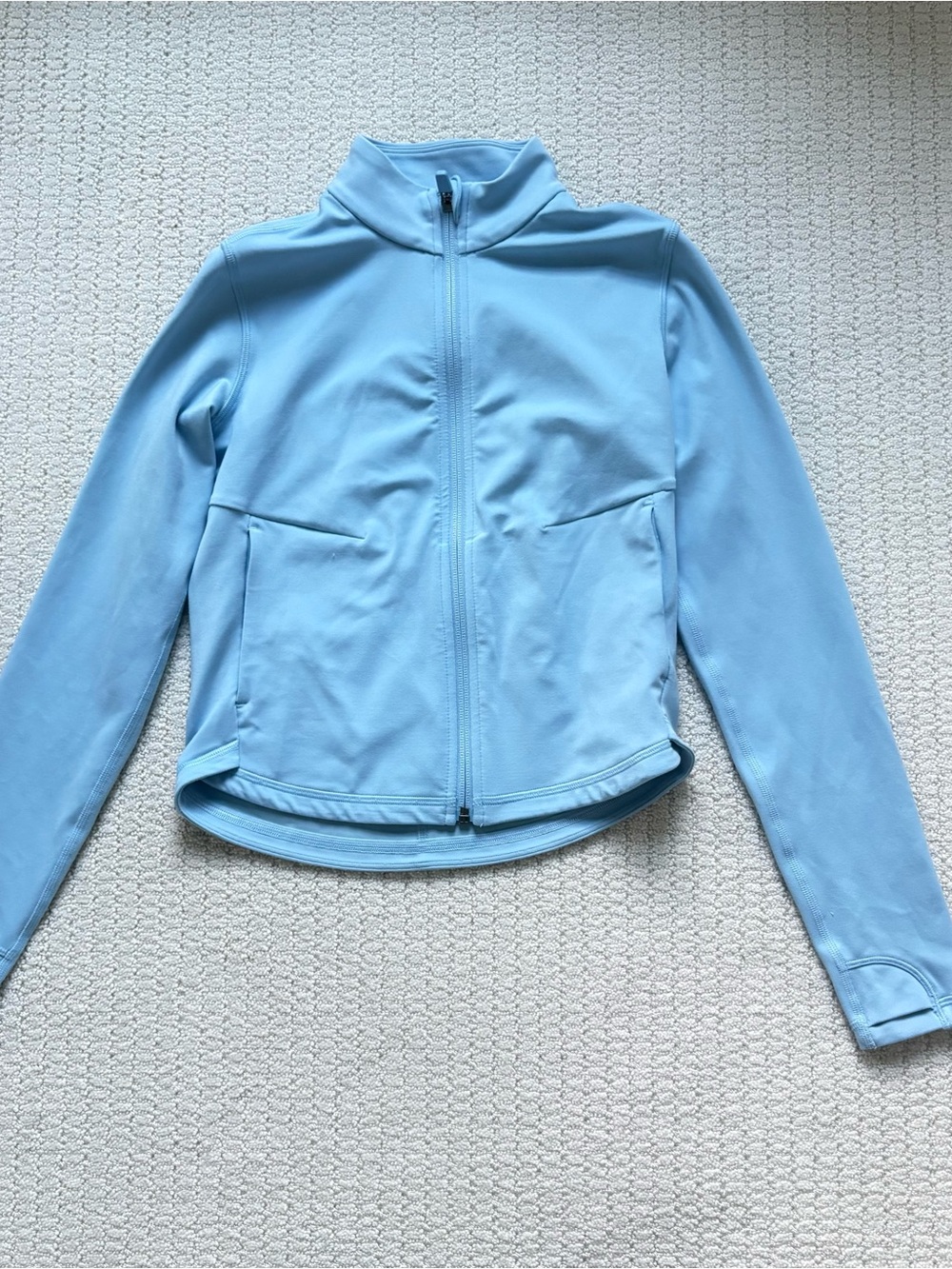 Athleta Girl Blue Fitted Zip Up Jacket Size 8–10 Athletic Pockets Like New
